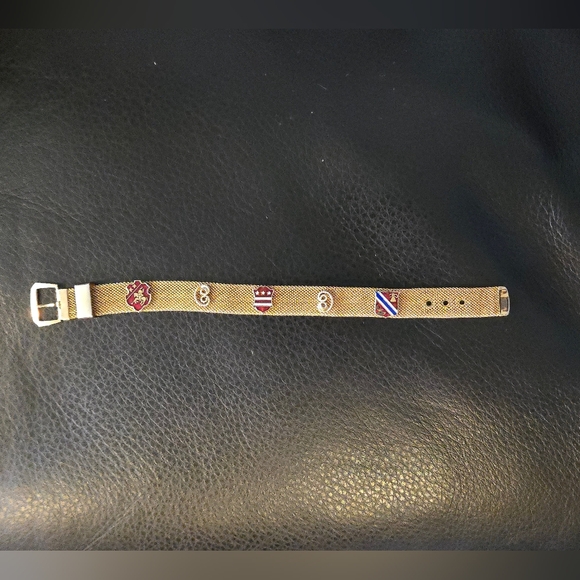 VintageGold Mesh Bracelet with Enamel Charms